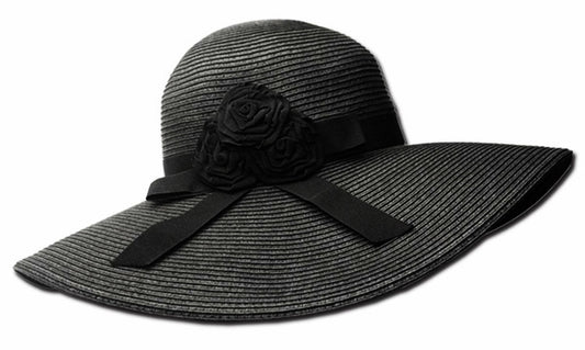 Sakkas Womens UPF 50+ 100% Paper Straw Ribbon Flower Accent Wide Brim Floppy Hat - Concordia Style Boutique