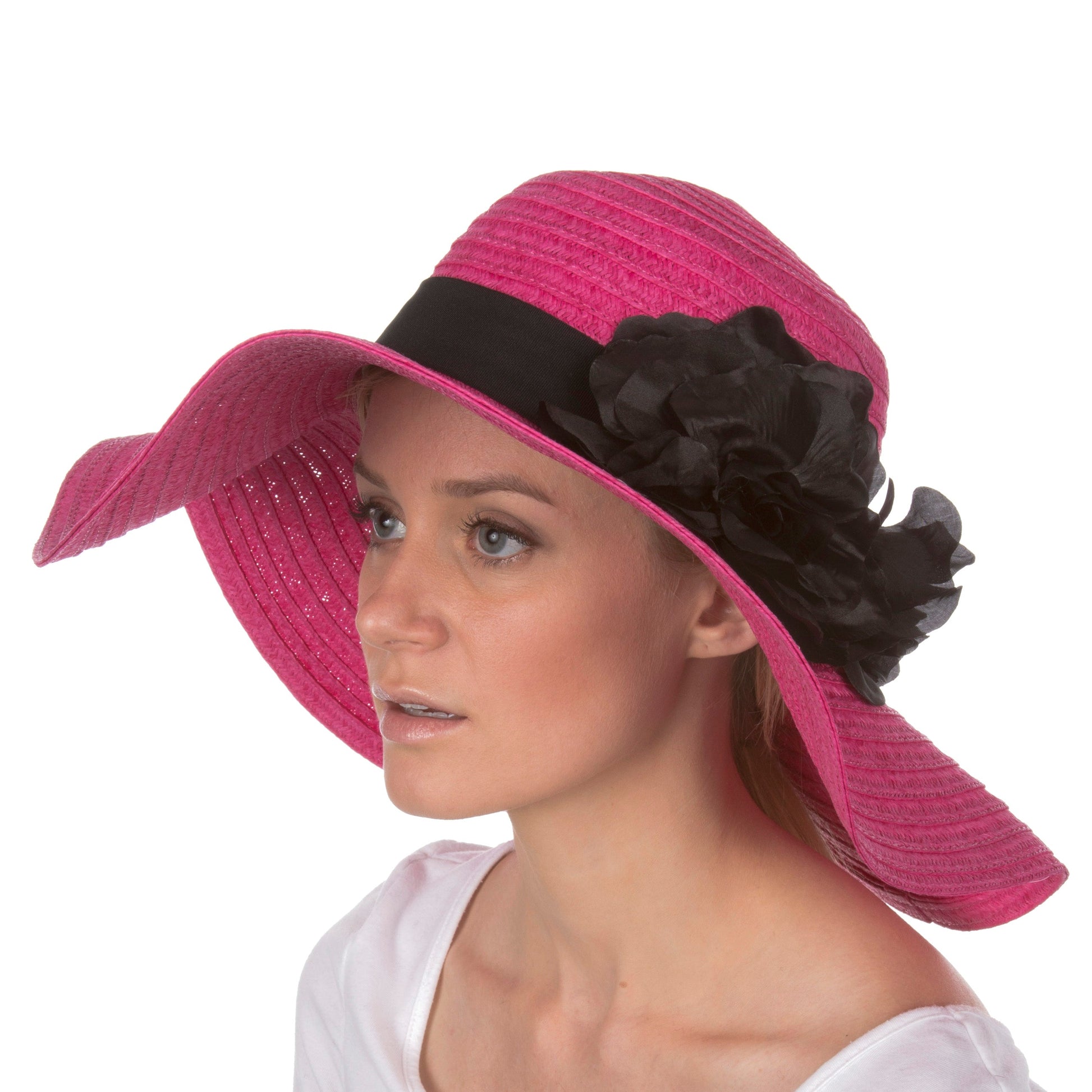 Sakkas Daisy UPF 50+ 100% Paper Straw Flower Accent Wide Brim Floppy Hat - Concordia Style Boutique