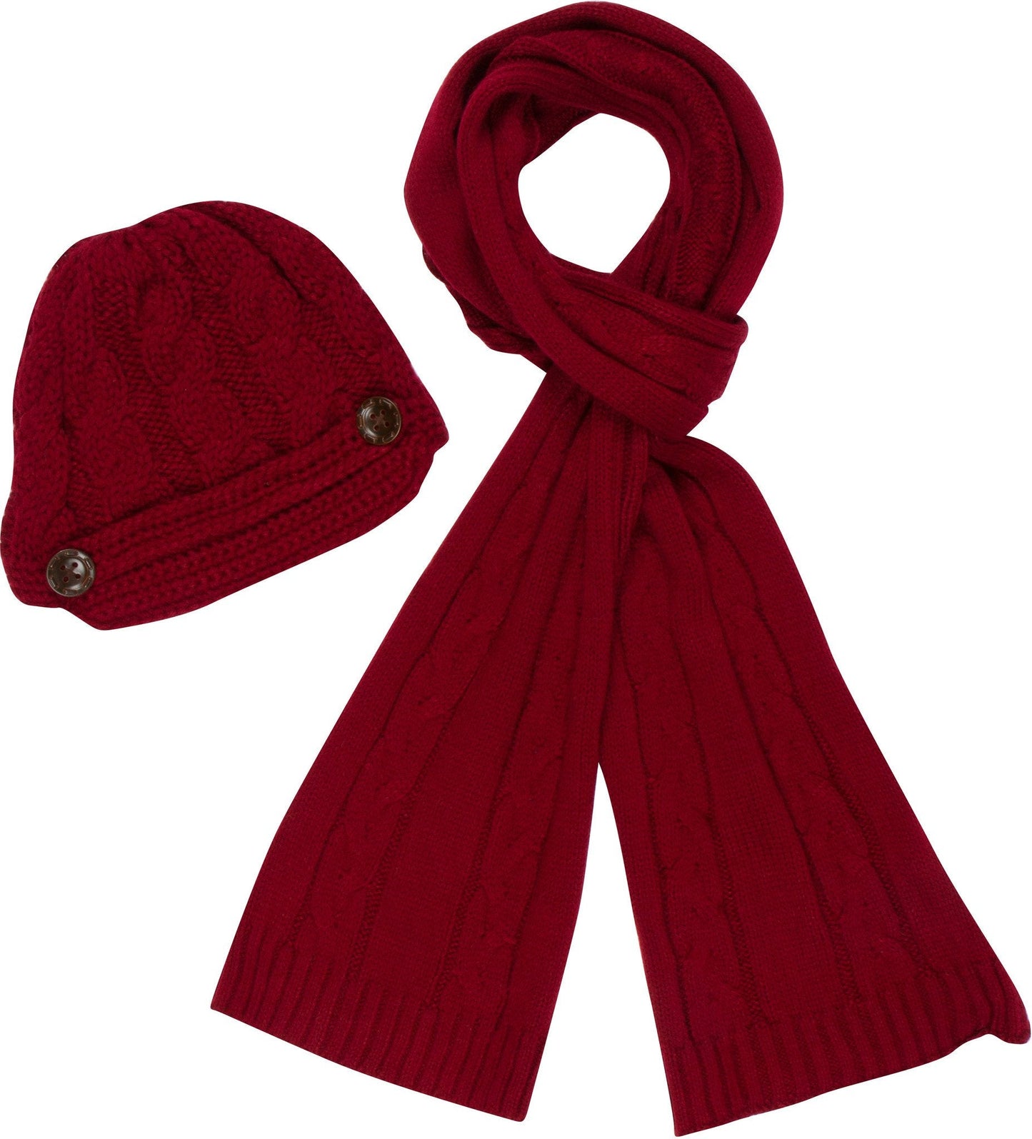Sakkas Womens 2-piece Cable Knitted Visor Beanie Scarf and Hat Set with Button - Concordia Style Boutique