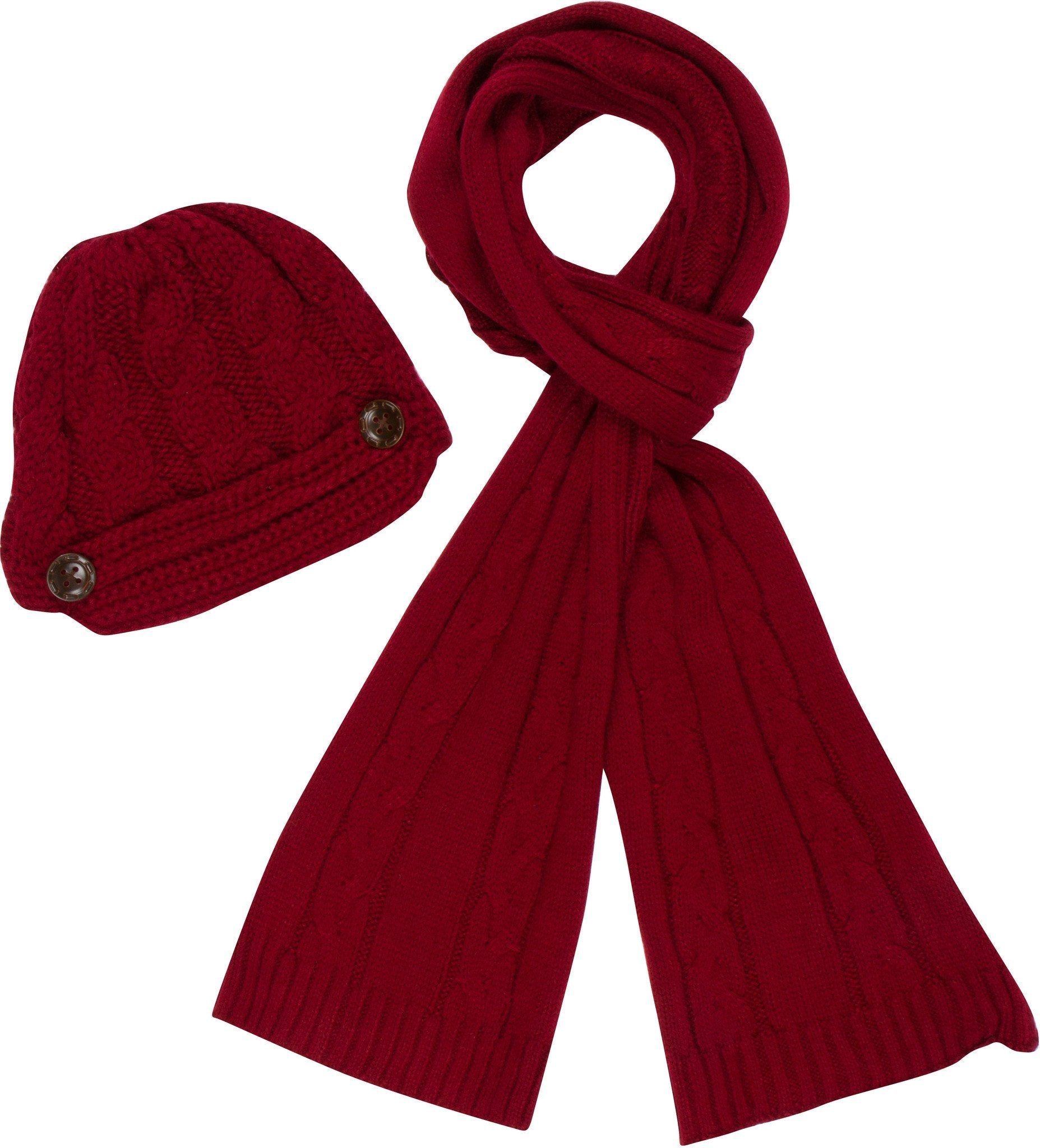 Sakkas Womens 2-piece Cable Knitted Visor Beanie Scarf and Hat Set with Button - Concordia Style Boutique