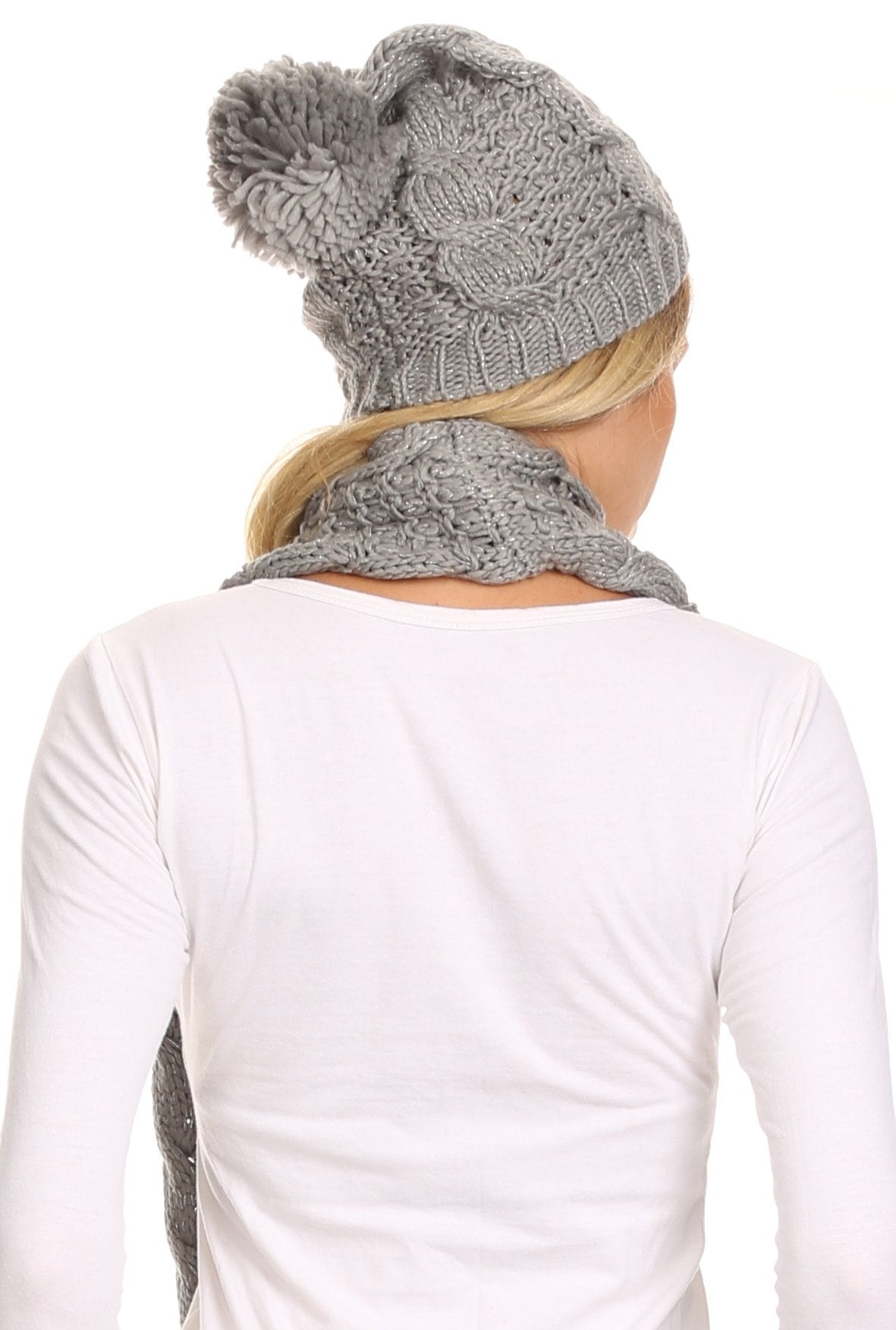 Sakkas Haile Metallic Threaded Woven Classic Hat Beanie And Infinity Scarf Set - Concordia Style Boutique