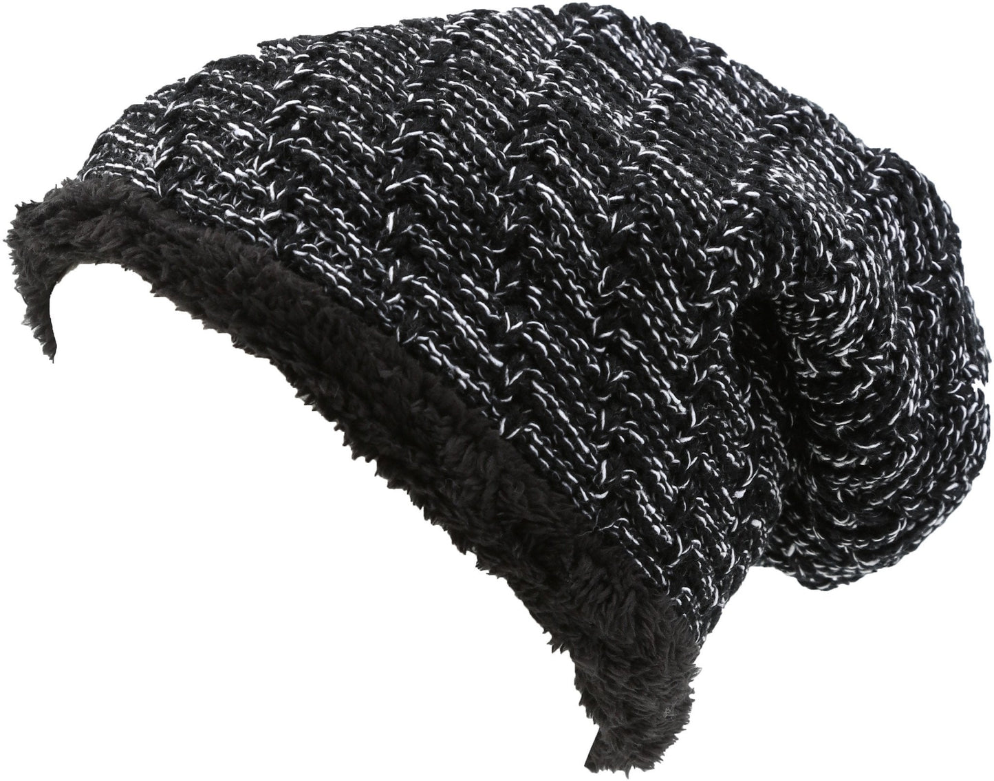 Sakkas Veloce Tall Long Heathered Faux Fur Shearling Lined Unisex Beanie Hat - Concordia Style Boutique