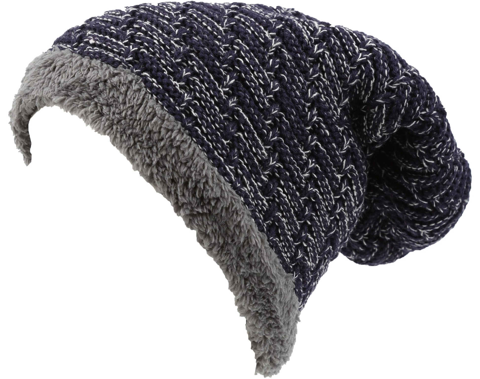 Sakkas Veloce Tall Long Heathered Faux Fur Shearling Lined Unisex Beanie Hat - Concordia Style Boutique