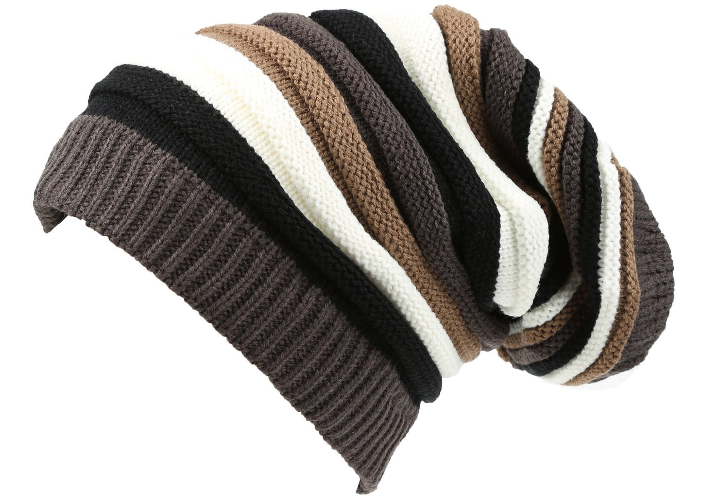 Sakkas Ceelo Long Tall Slouchy Unisex Striped Ribbed Kint Adjustable Beanie Hat - Concordia Style Boutique
