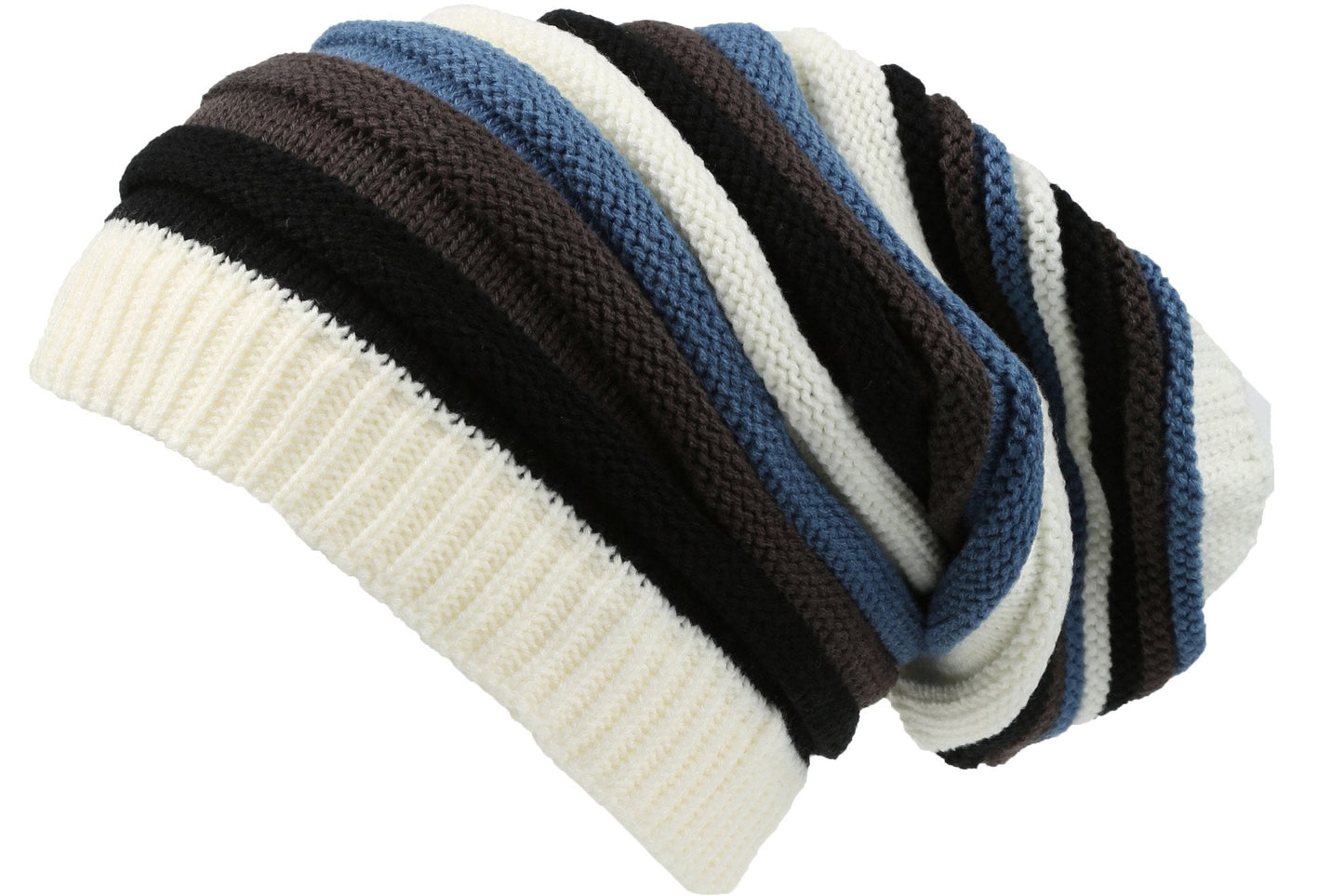 Sakkas Ceelo Long Tall Slouchy Unisex Striped Ribbed Kint Adjustable Beanie Hat - Concordia Style Boutique