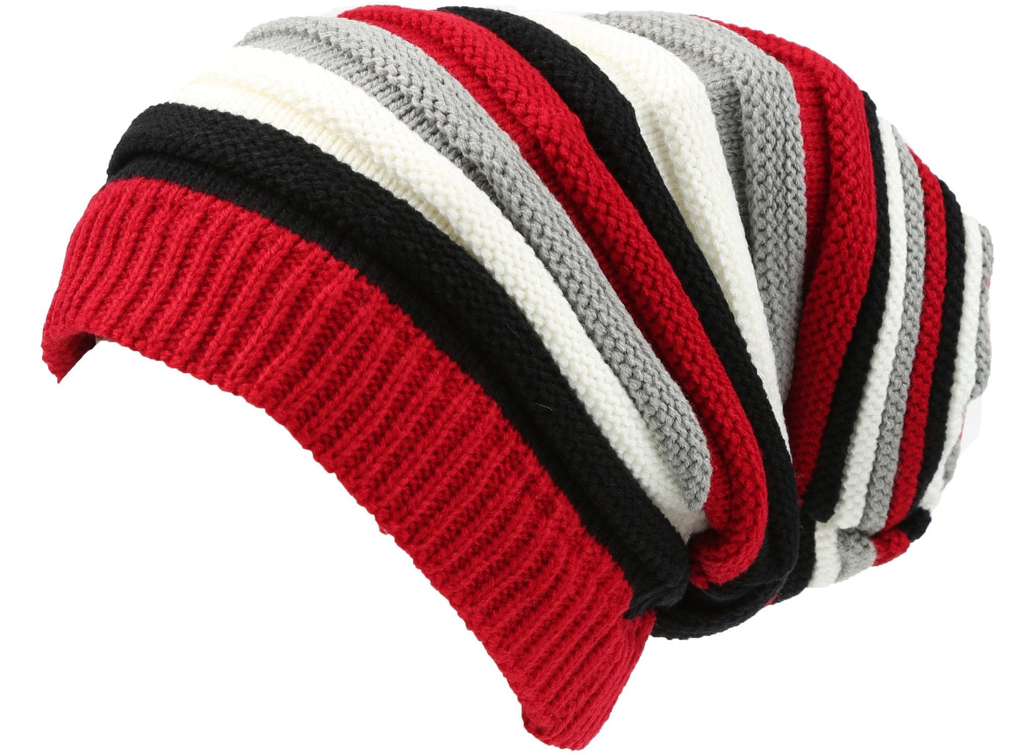Sakkas Ceelo Long Tall Slouchy Unisex Striped Ribbed Kint Adjustable Beanie Hat - Concordia Style Boutique