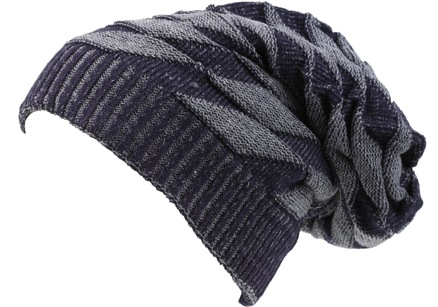 Sakkas Zaye Long Tall Slouchy Diamond Patterned Knit Faux Fur Lined Beanie Hat - Concordia Style Boutique