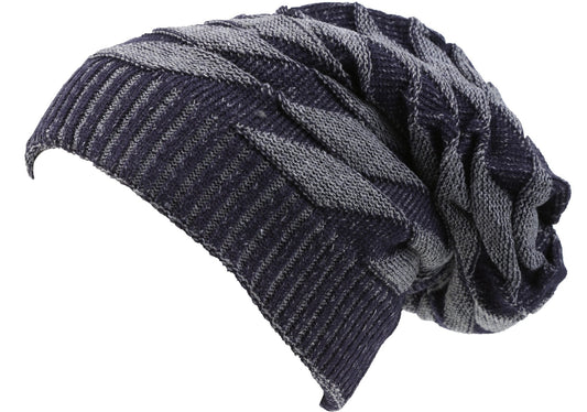 Sakkas Zaye Long Tall Slouchy Diamond Patterned Knit Faux Fur Lined Beanie Hat - Concordia Style Boutique