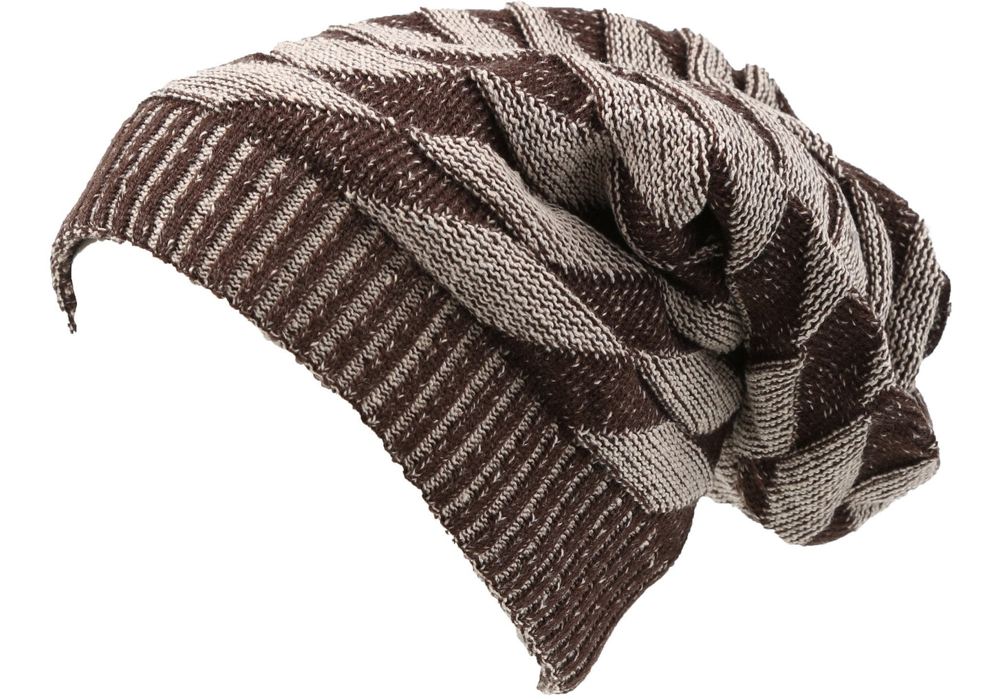 Sakkas Zaye Long Tall Slouchy Diamond Patterned Knit Faux Fur Lined Beanie Hat - Concordia Style Boutique