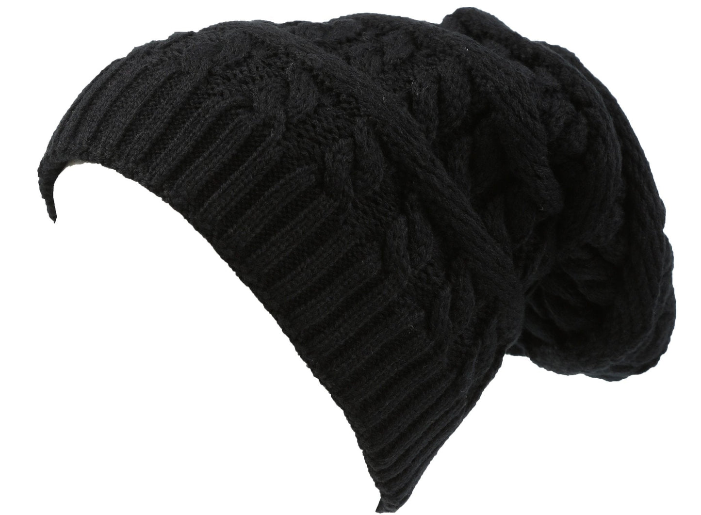 Sakkas Figaro Long Tall Classic Cable Knit Faux Fur Lined Unisex Beanie Hat - Concordia Style Boutique