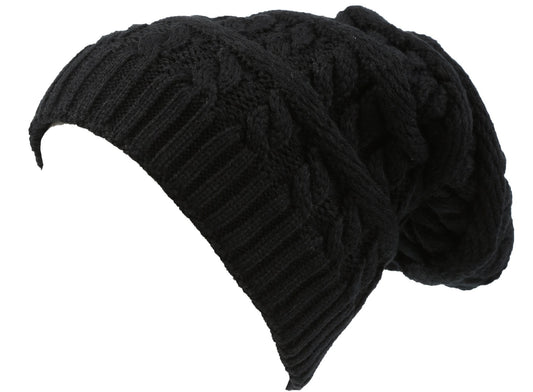 Sakkas Figaro Long Tall Classic Cable Knit Faux Fur Lined Unisex Beanie Hat - Concordia Style Boutique