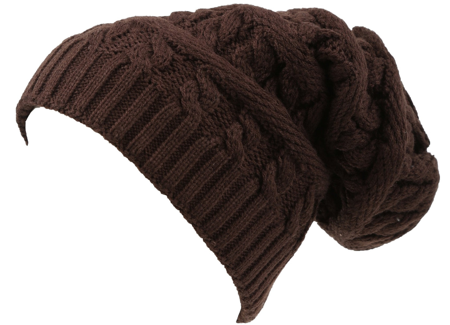 Sakkas Figaro Long Tall Classic Cable Knit Faux Fur Lined Unisex Beanie Hat - Concordia Style Boutique