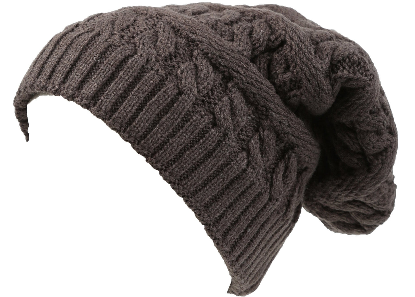 Sakkas Figaro Long Tall Classic Cable Knit Faux Fur Lined Unisex Beanie Hat - Concordia Style Boutique