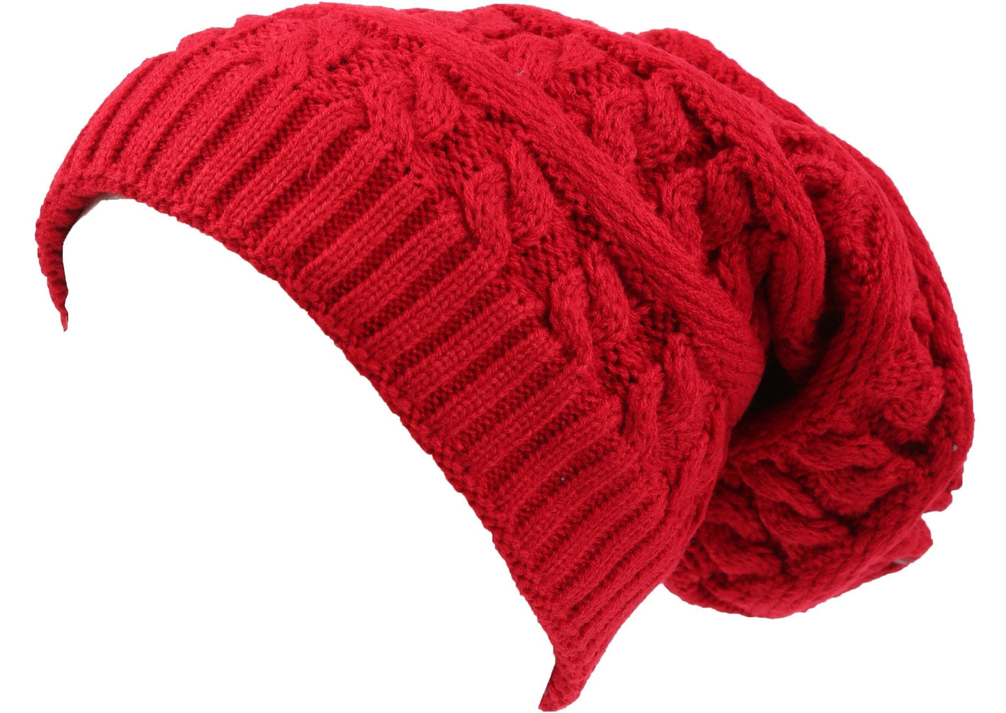 Sakkas Figaro Long Tall Classic Cable Knit Faux Fur Lined Unisex Beanie Hat - Concordia Style Boutique