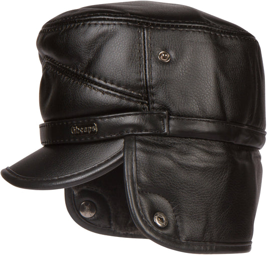 Sakkas Eliott Warm Flat Cap Military Hat Faux Fur Lined Convertible - Concordia Style Boutique