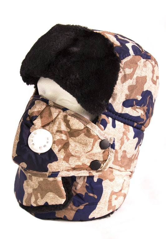 Sakkas Alex Unisex Ushanka Faux Fur Windproof Trapper Aviator Hat Removable Mask - Concordia Style Boutique