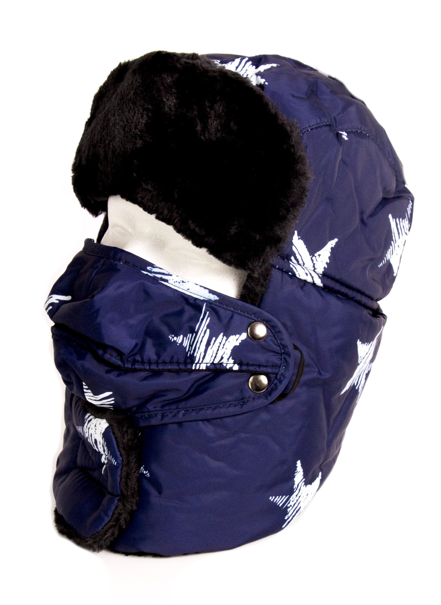 Sakkas Alex Unisex Ushanka Faux Fur Windproof Trapper Aviator Hat Removable Mask - Concordia Style Boutique