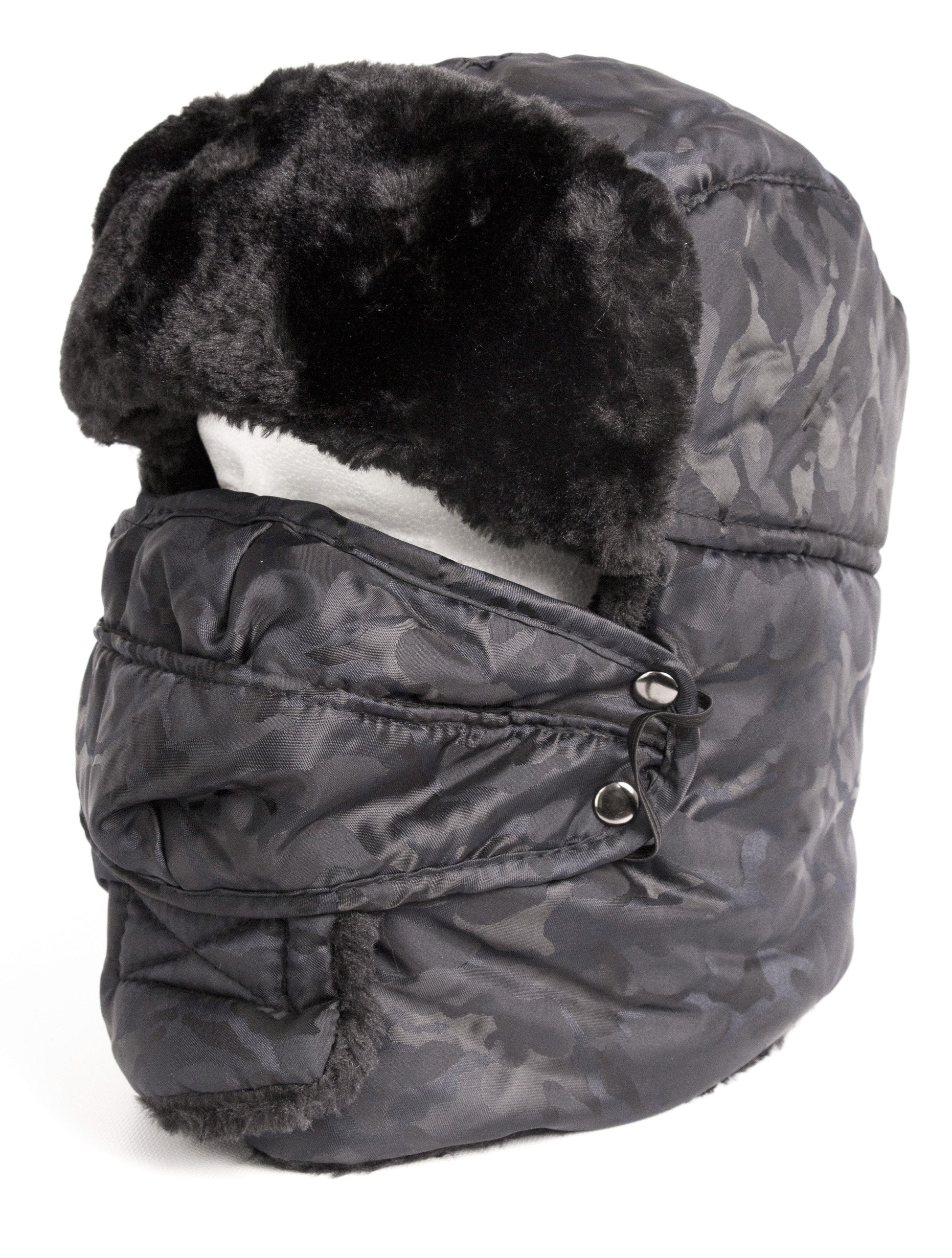 Sakkas Alex Unisex Ushanka Faux Fur Windproof Trapper Aviator Hat Removable Mask - Concordia Style Boutique