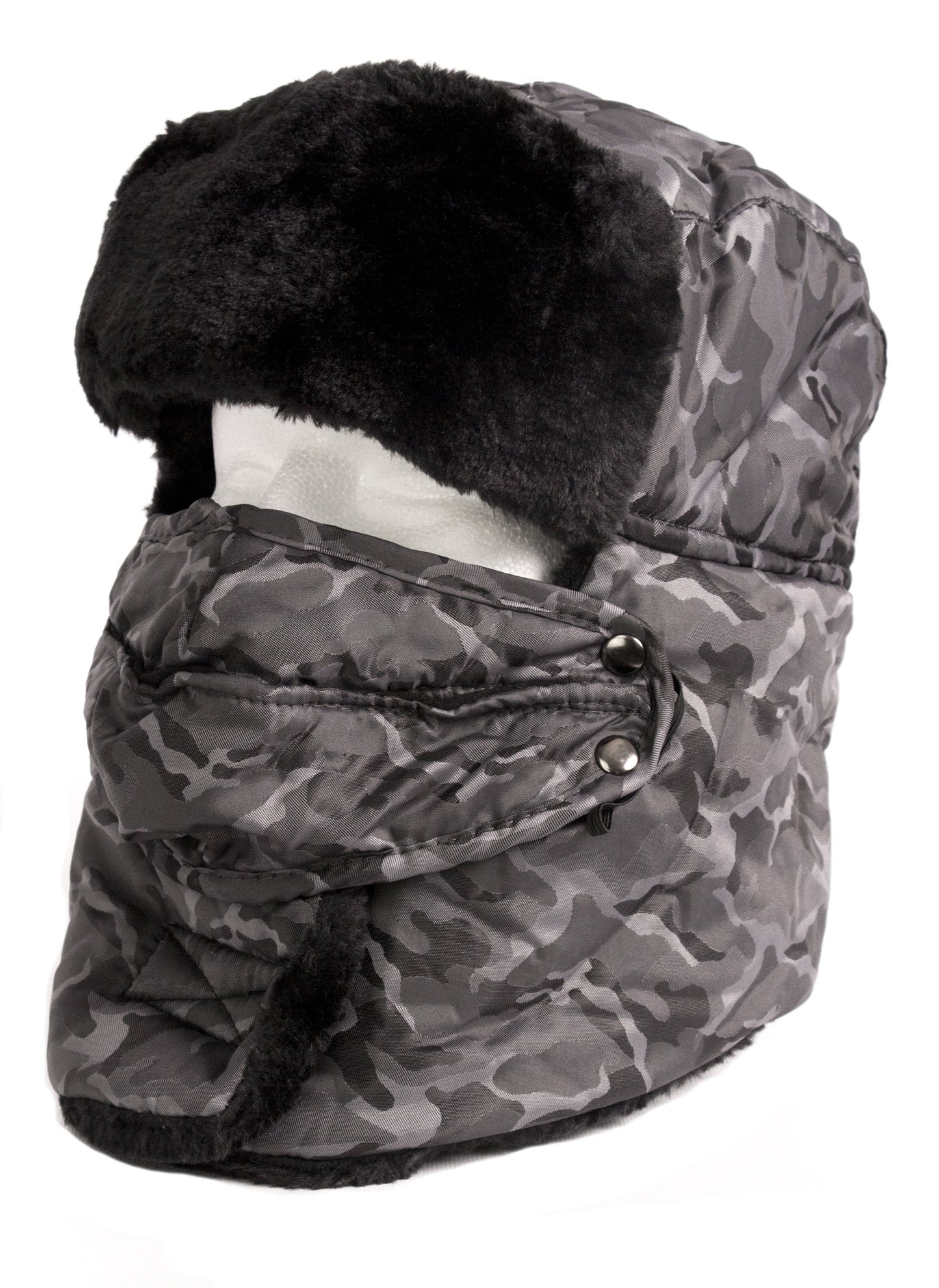 Sakkas Alex Unisex Ushanka Faux Fur Windproof Trapper Aviator Hat Removable Mask - Concordia Style Boutique