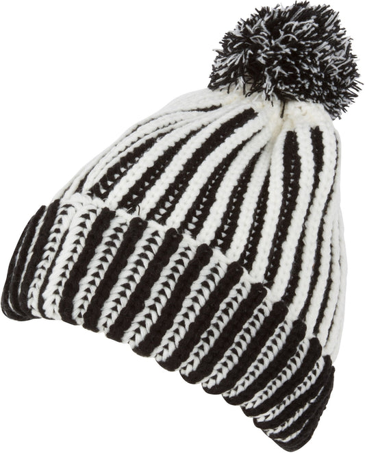 Sakkas Rhea Unisex Heathered Multi Colored Stripe Pom Pom Beanie Hat - Concordia Style Boutique