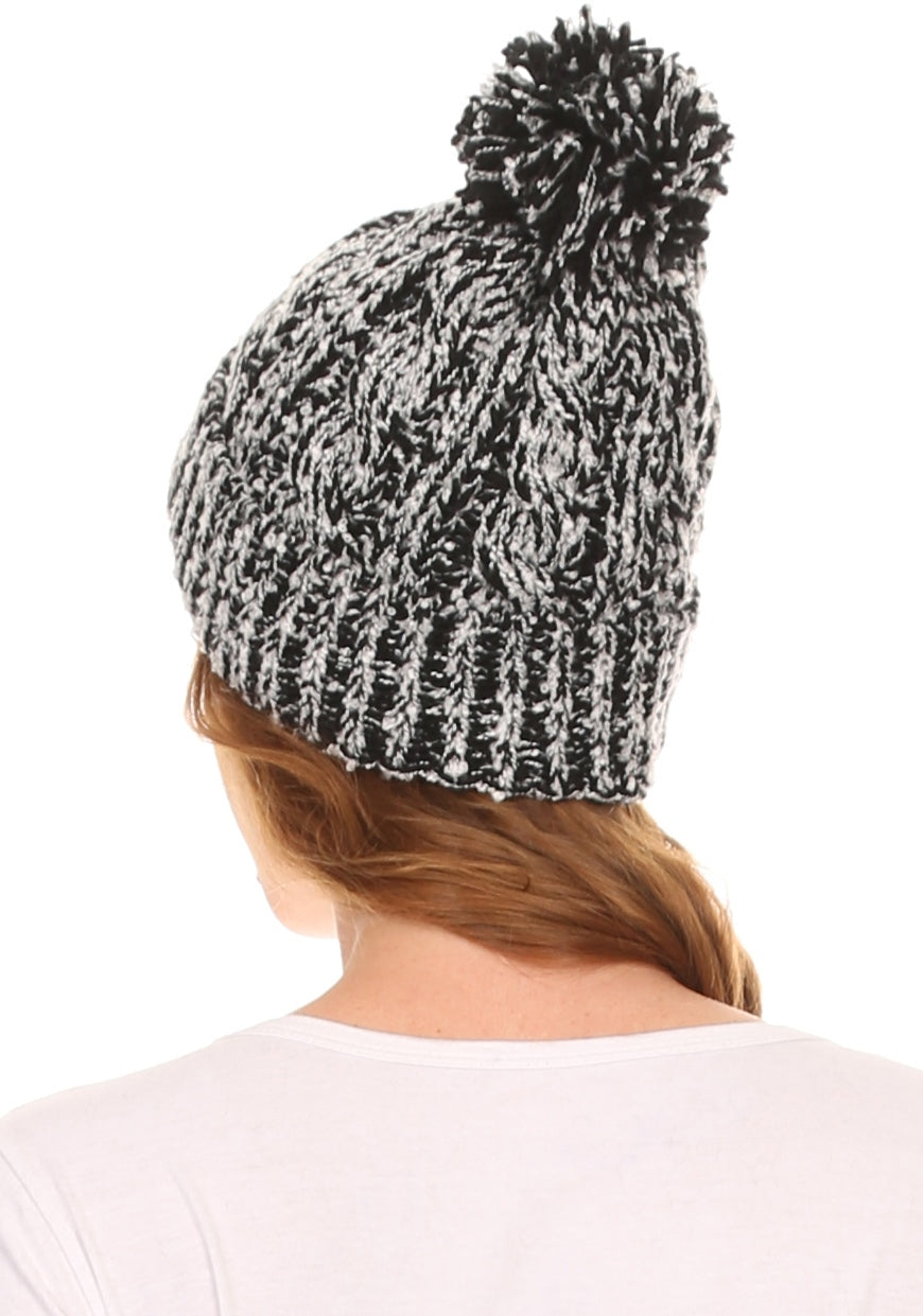 Sakkas Greer Unisex Heathered Textured Knit Pom Pom Beanie Hat - Concordia Style Boutique