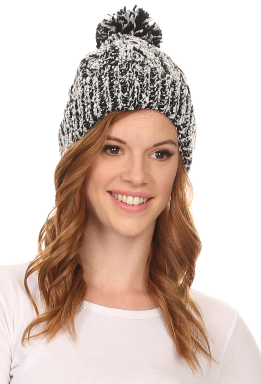 Sakkas Greer Unisex Heathered Textured Knit Pom Pom Beanie Hat - Concordia Style Boutique