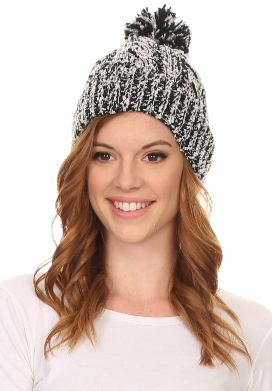 Sakkas Greer Unisex Heathered Textured Knit Pom Pom Beanie Hat - Concordia Style Boutique