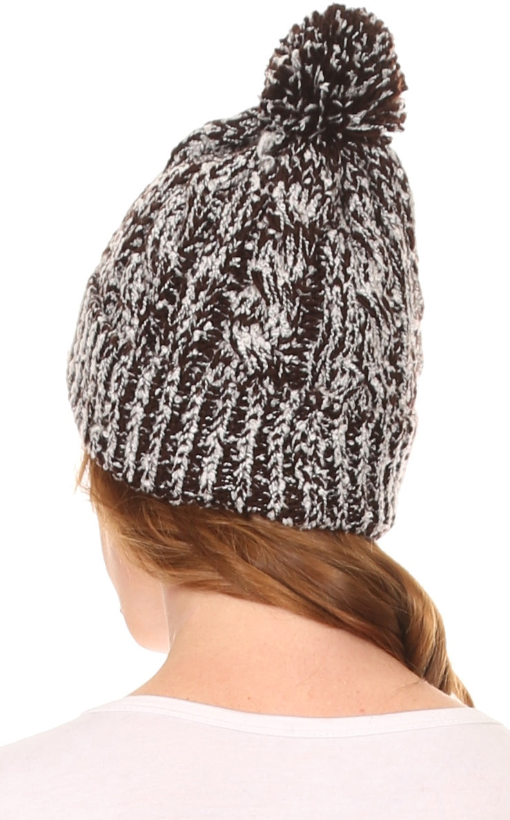 Sakkas Greer Unisex Heathered Textured Knit Pom Pom Beanie Hat - Concordia Style Boutique