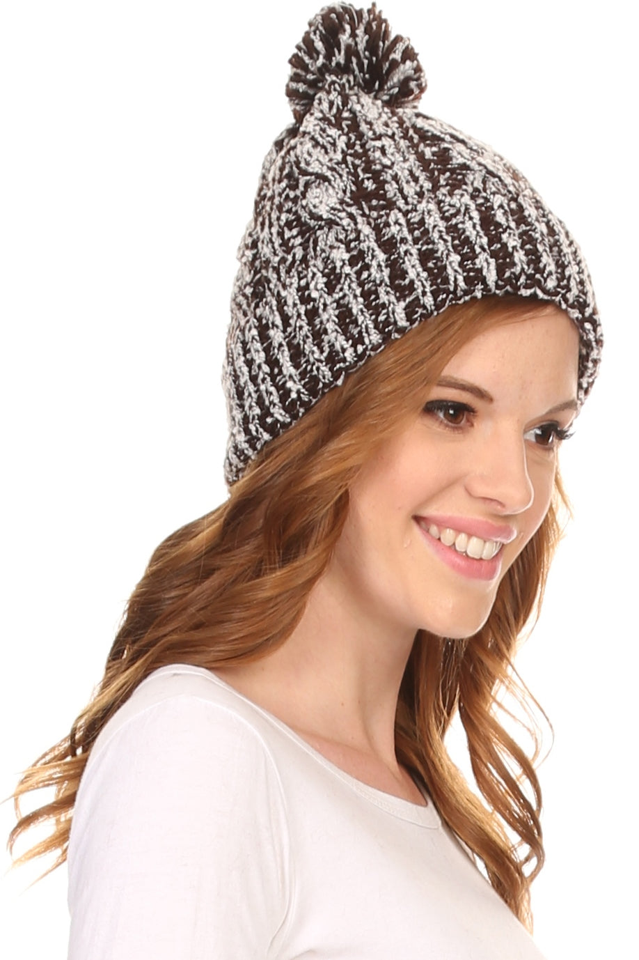 Sakkas Greer Unisex Heathered Textured Knit Pom Pom Beanie Hat - Concordia Style Boutique