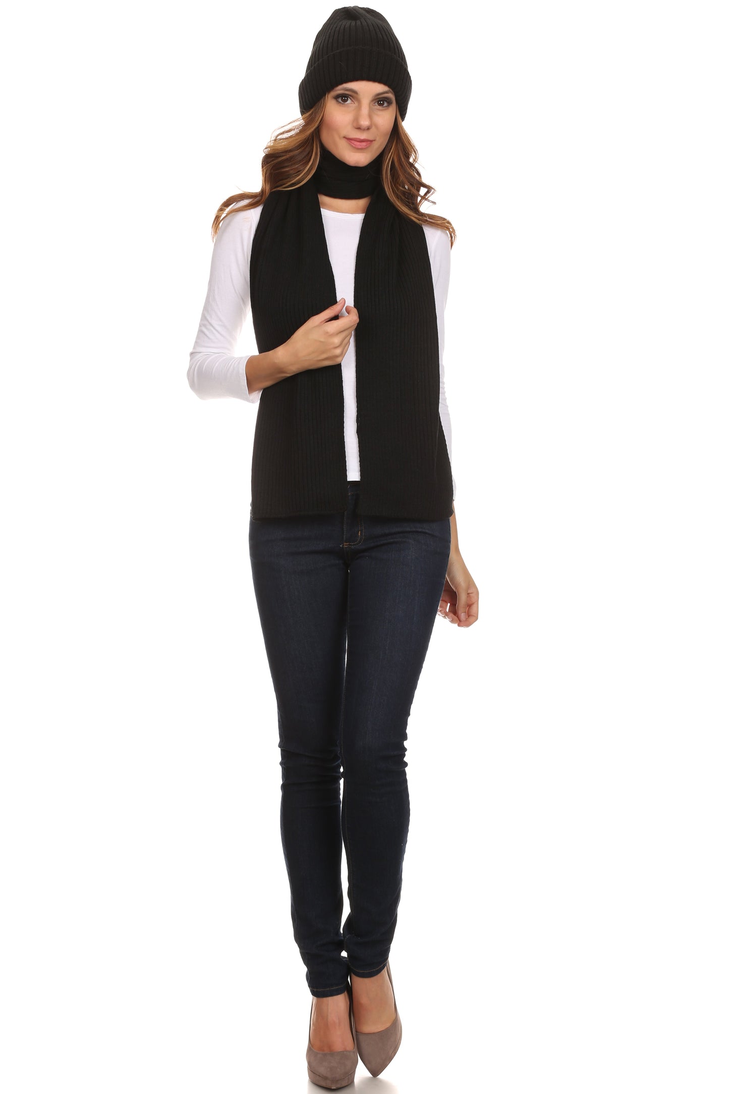 Sakkas Aldis Unisex Ribbed Knit Beanie Hat And Scarf Set - Concordia Style Boutique