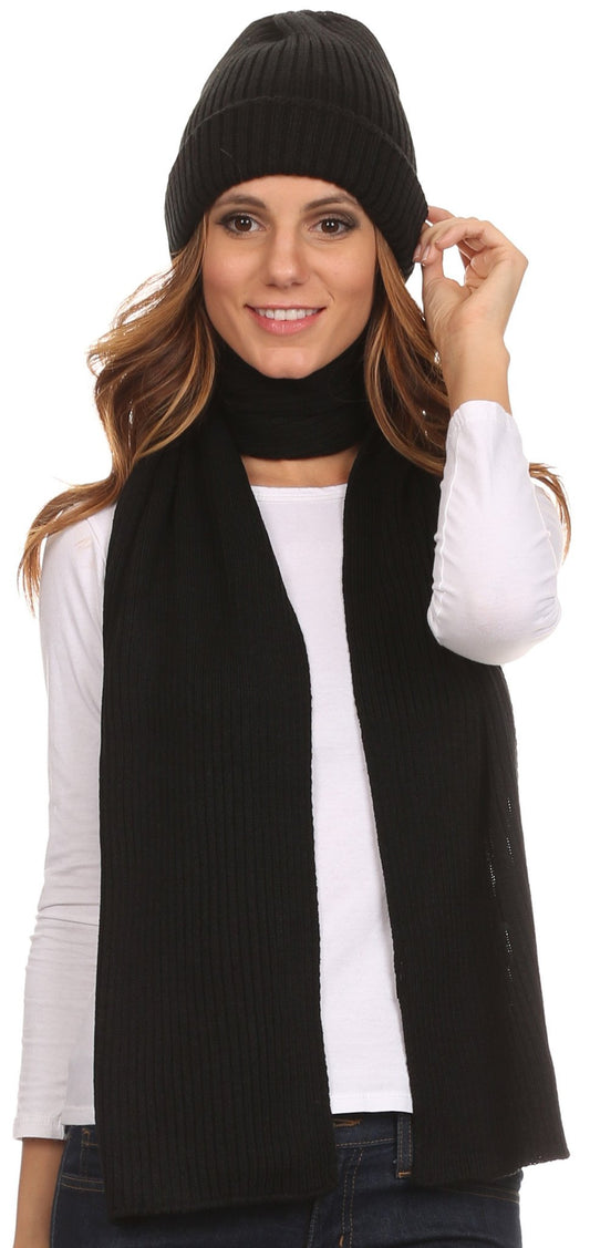 Sakkas Aldis Unisex Ribbed Knit Beanie Hat And Scarf Set - Concordia Style Boutique
