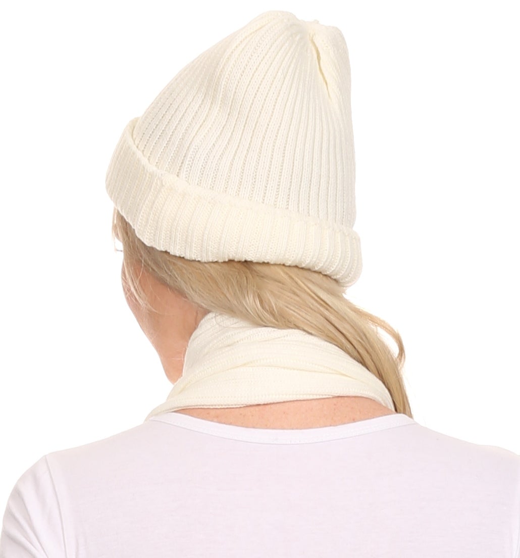 Sakkas Aldis Unisex Ribbed Knit Beanie Hat And Scarf Set - Concordia Style Boutique