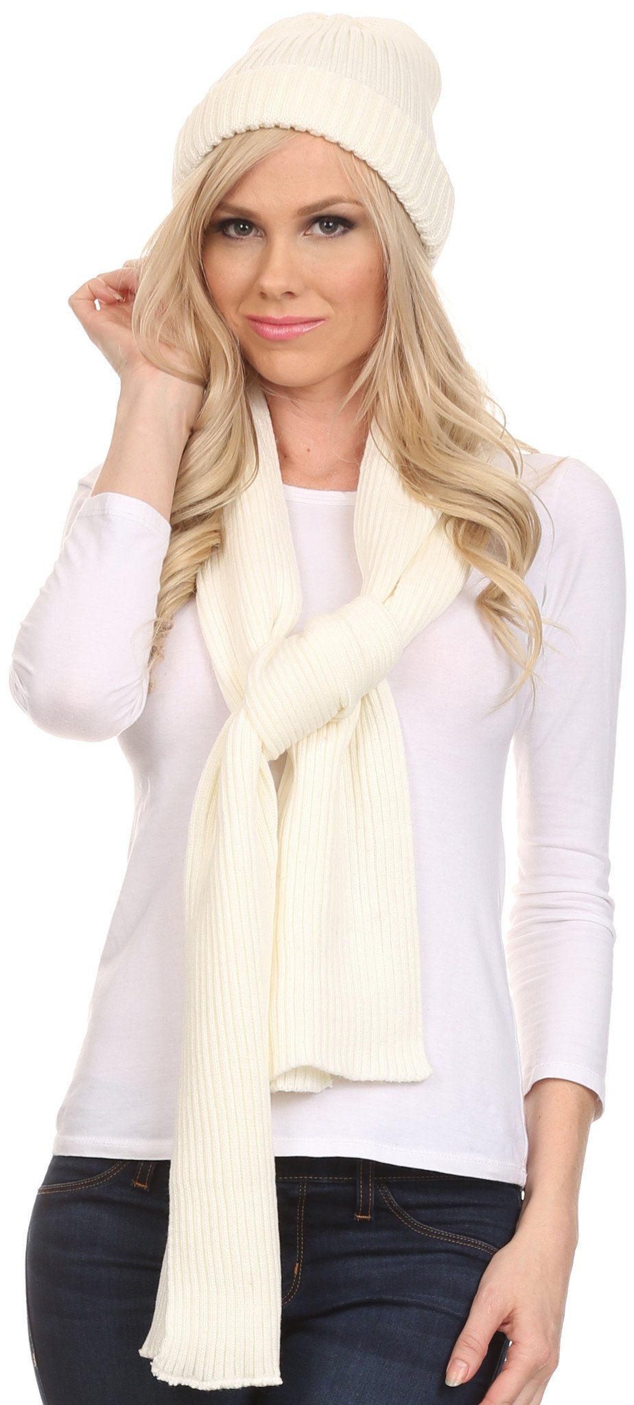 Sakkas Aldis Unisex Ribbed Knit Beanie Hat And Scarf Set - Concordia Style Boutique