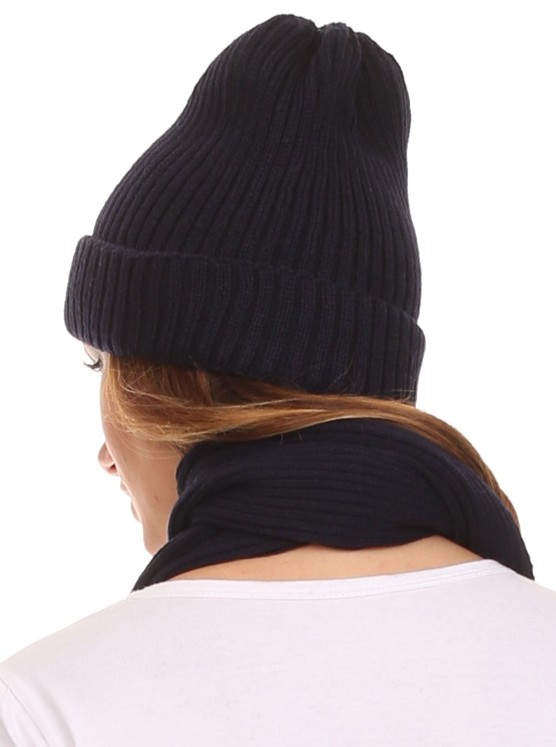 Sakkas Aldis Unisex Ribbed Knit Beanie Hat And Scarf Set - Concordia Style Boutique