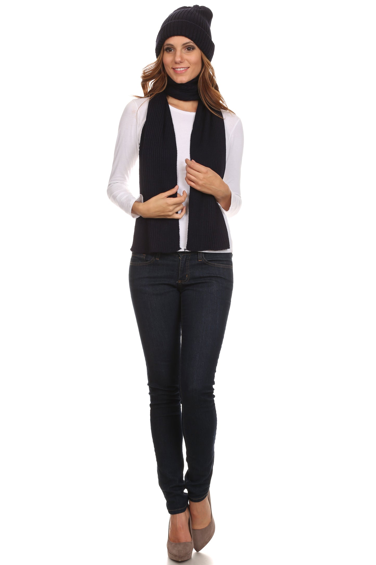 Sakkas Aldis Unisex Ribbed Knit Beanie Hat And Scarf Set - Concordia Style Boutique
