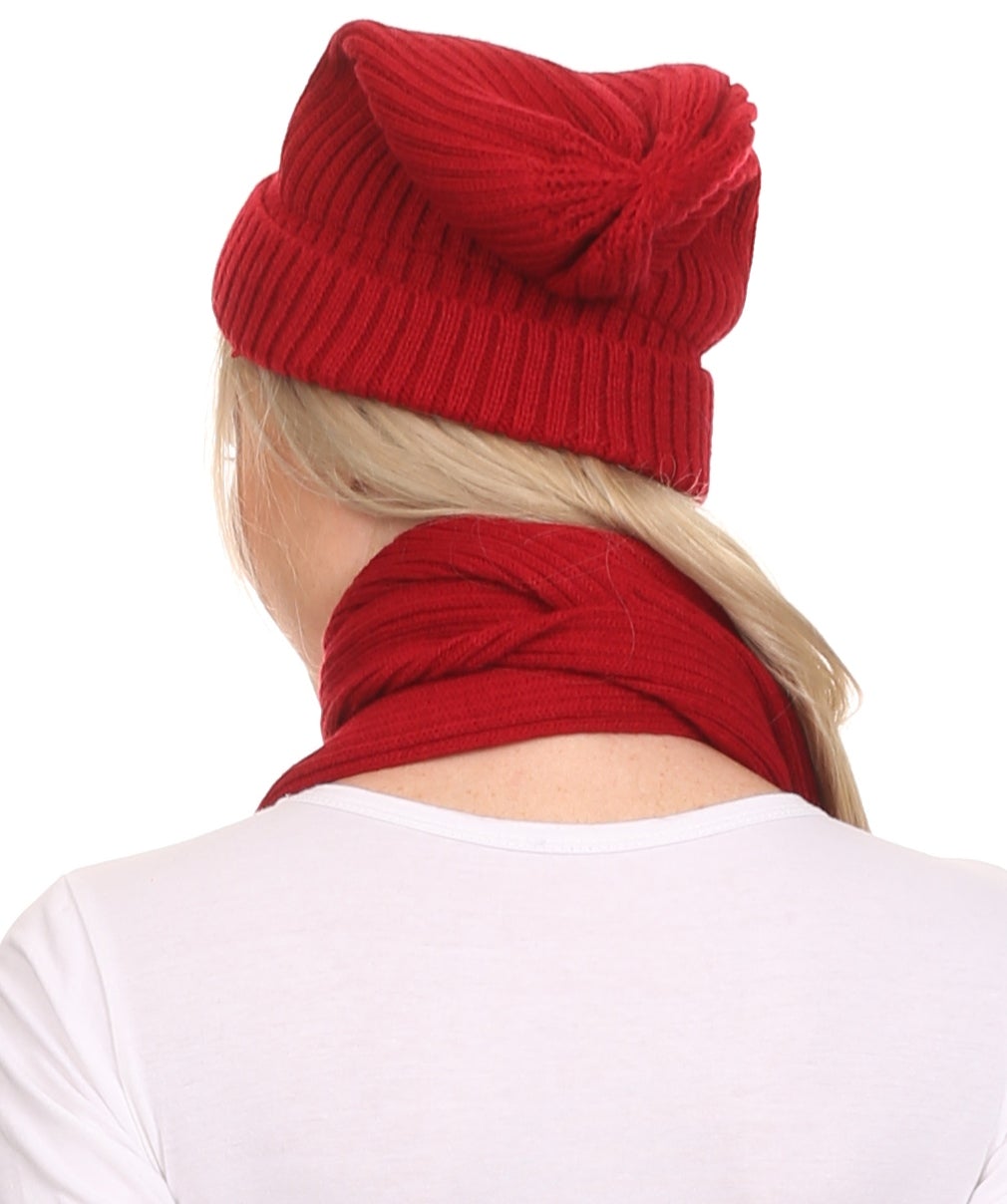 Sakkas Aldis Unisex Ribbed Knit Beanie Hat And Scarf Set - Concordia Style Boutique