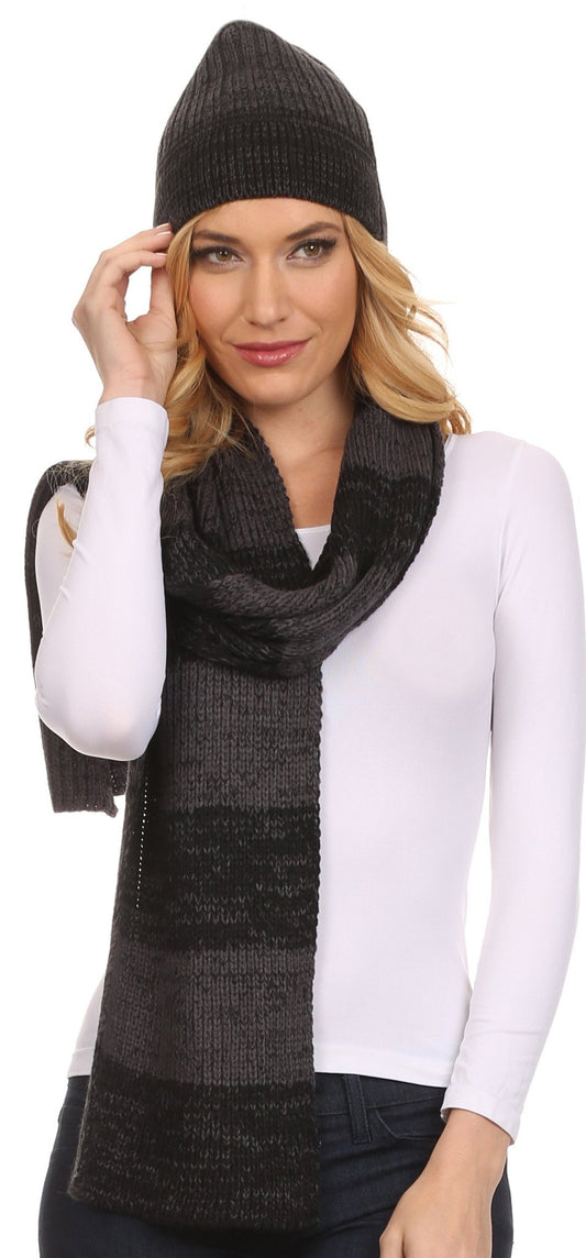 Sakkas Robin Unisex Ribbed Knit Heather Beanie Hat And Scarf Set - Concordia Style Boutique