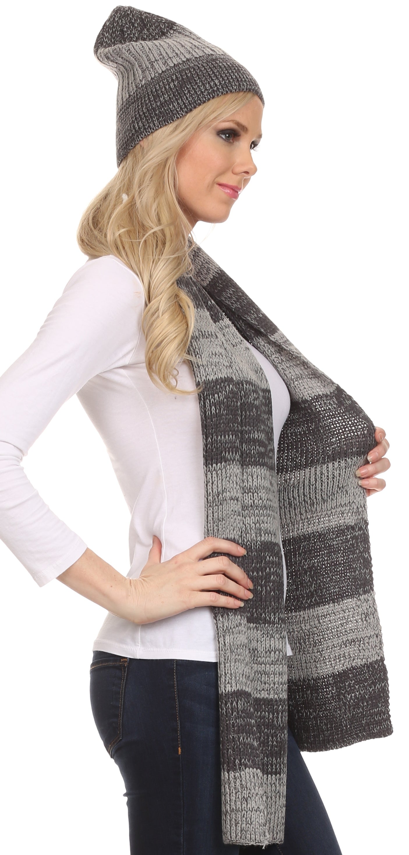 Sakkas Robin Unisex Ribbed Knit Heather Beanie Hat And Scarf Set - Concordia Style Boutique