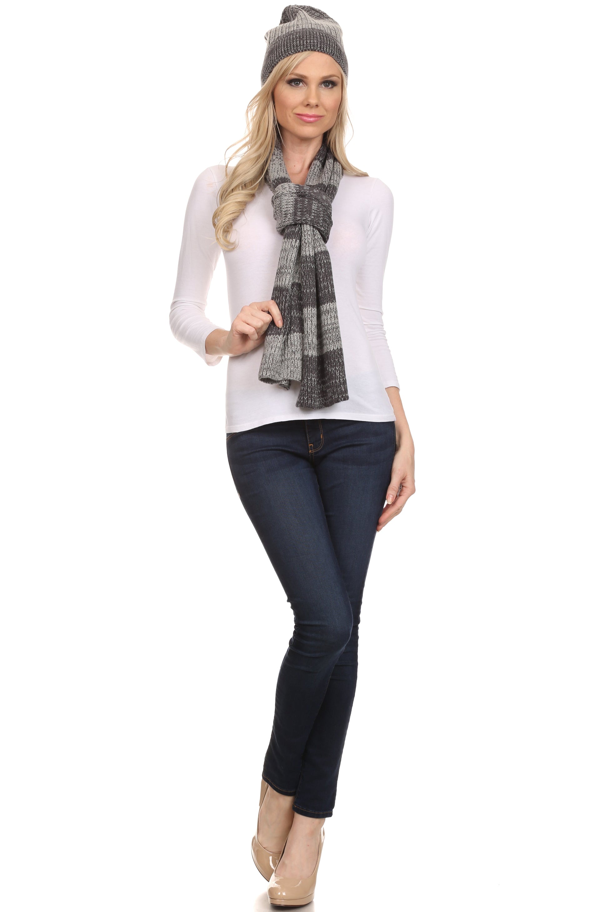 Sakkas Robin Unisex Ribbed Knit Heather Beanie Hat And Scarf Set - Concordia Style Boutique