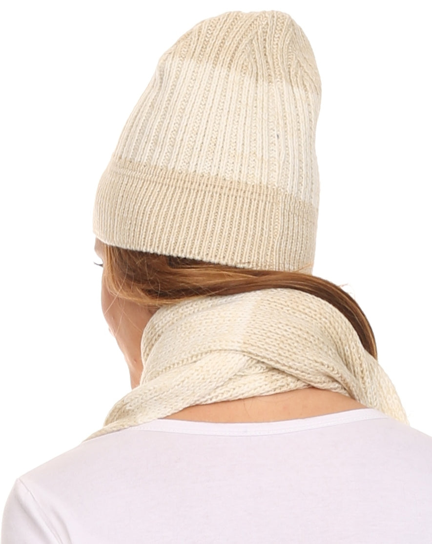 Sakkas Robin Unisex Ribbed Knit Heather Beanie Hat And Scarf Set - Concordia Style Boutique