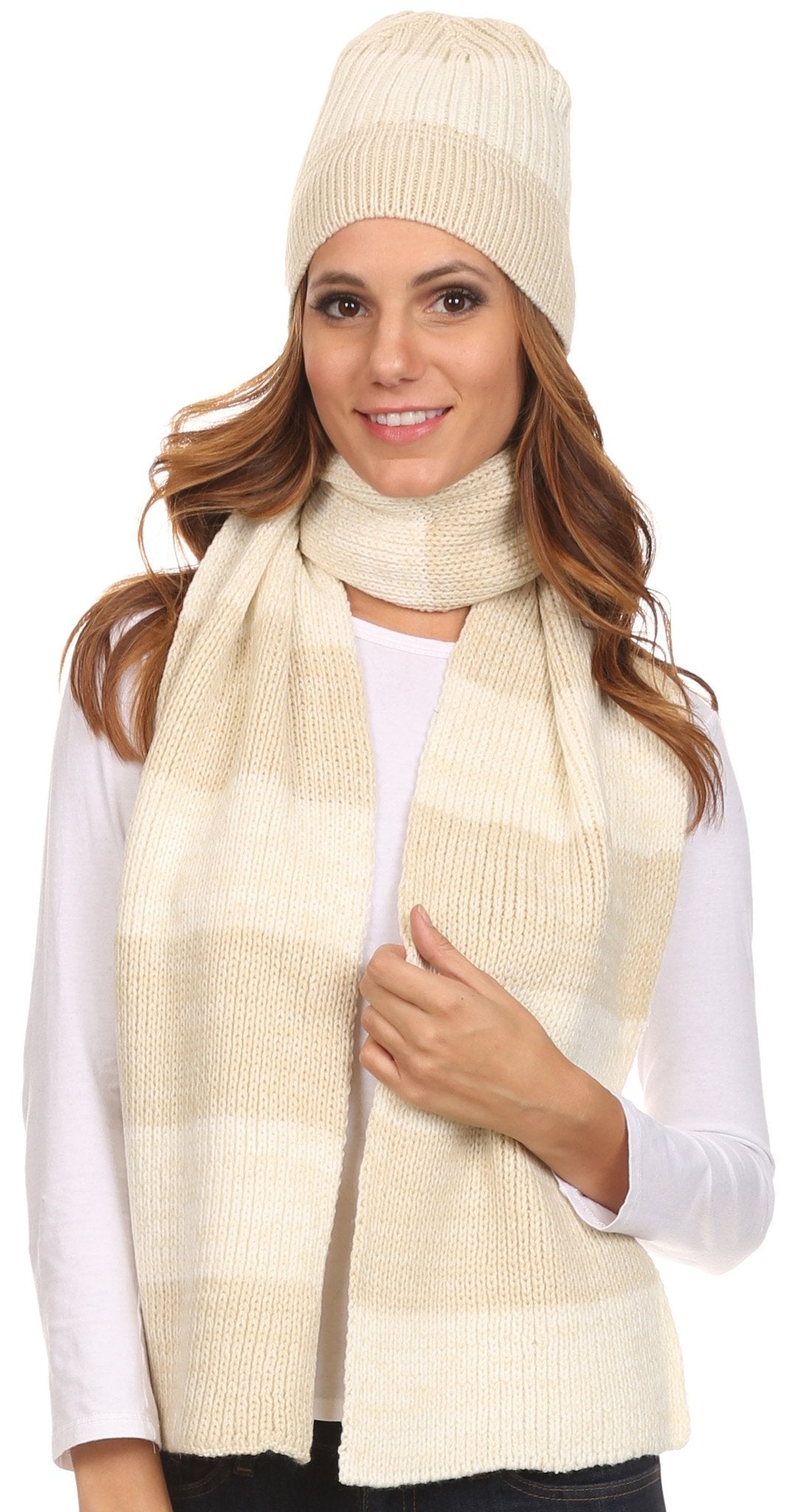 Sakkas Robin Unisex Ribbed Knit Heather Beanie Hat And Scarf Set - Concordia Style Boutique