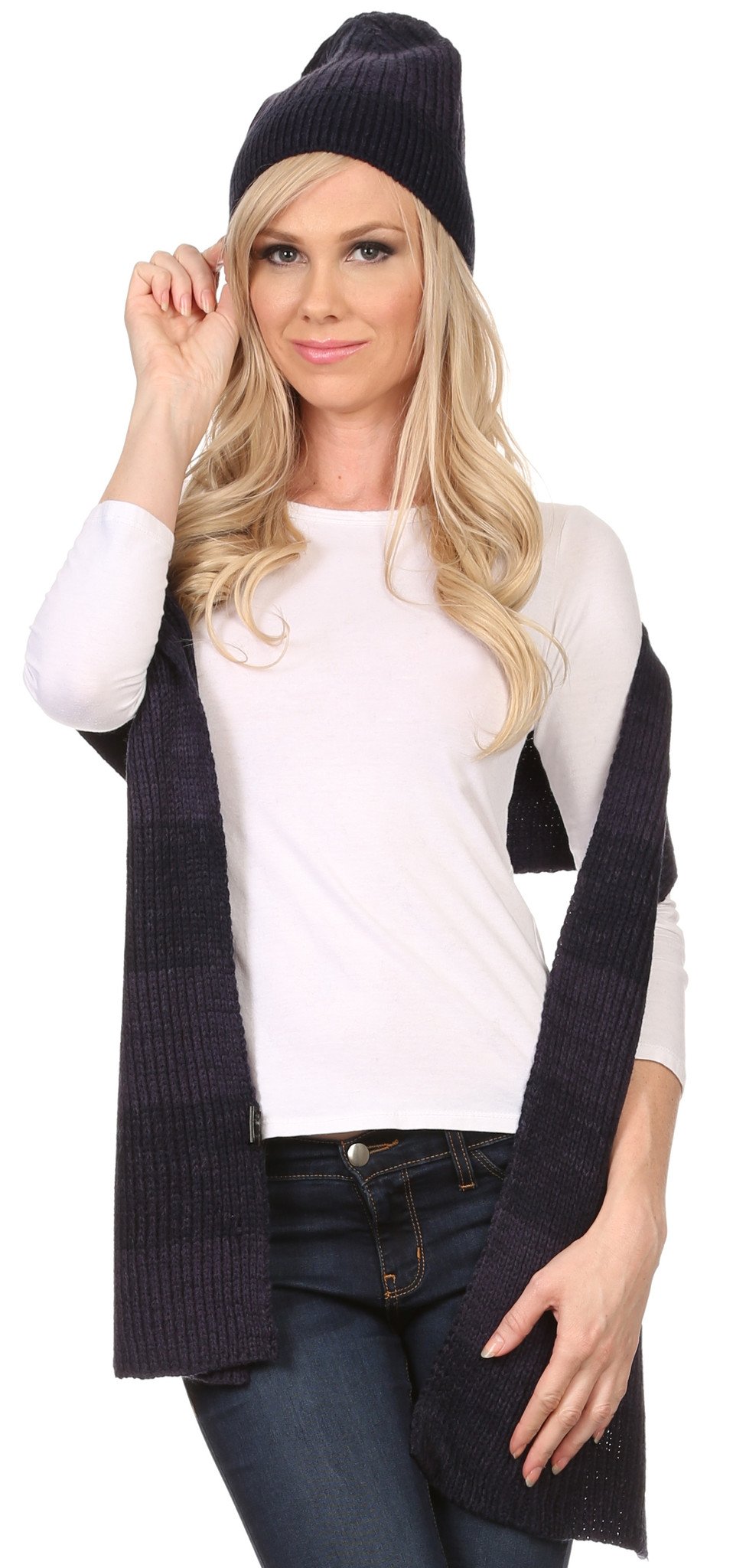 Sakkas Robin Unisex Ribbed Knit Heather Beanie Hat And Scarf Set - Concordia Style Boutique