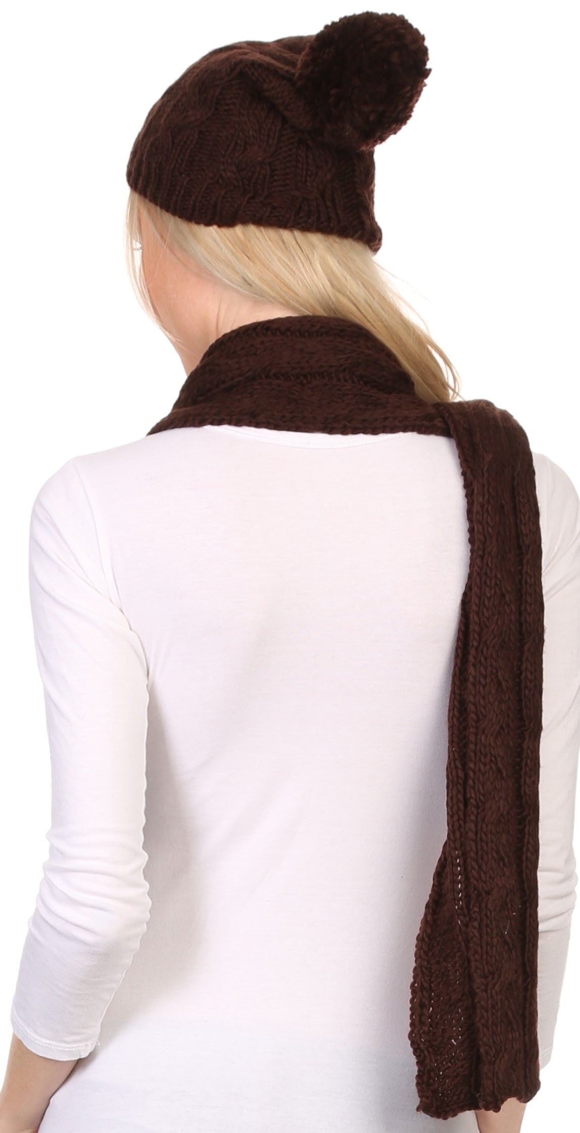 Sakkas Aaric Unisex Cable Knit Pom Pom Bobble Beanie Hat And Scarf Set - Concordia Style Boutique