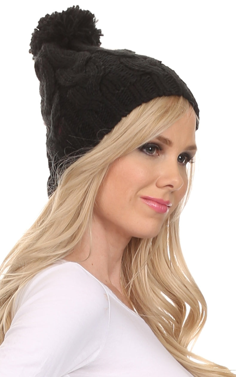 Sakkas Tabb Unisex Cable Knit Pom Pom Bobble Beanie Hat - Concordia Style Boutique