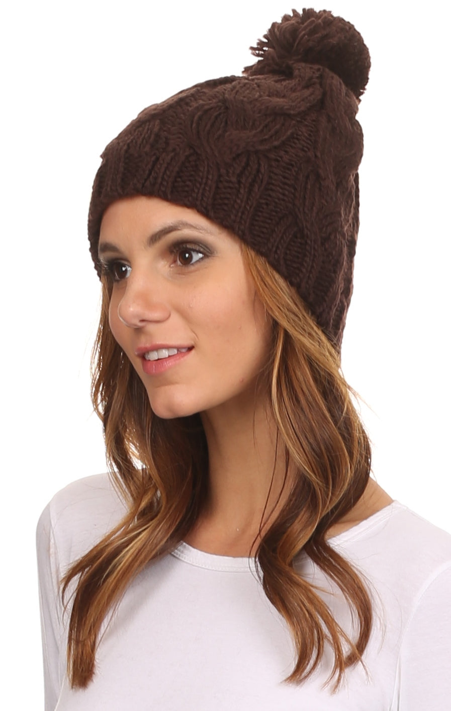 Sakkas Tabb Unisex Cable Knit Pom Pom Bobble Beanie Hat - Concordia Style Boutique