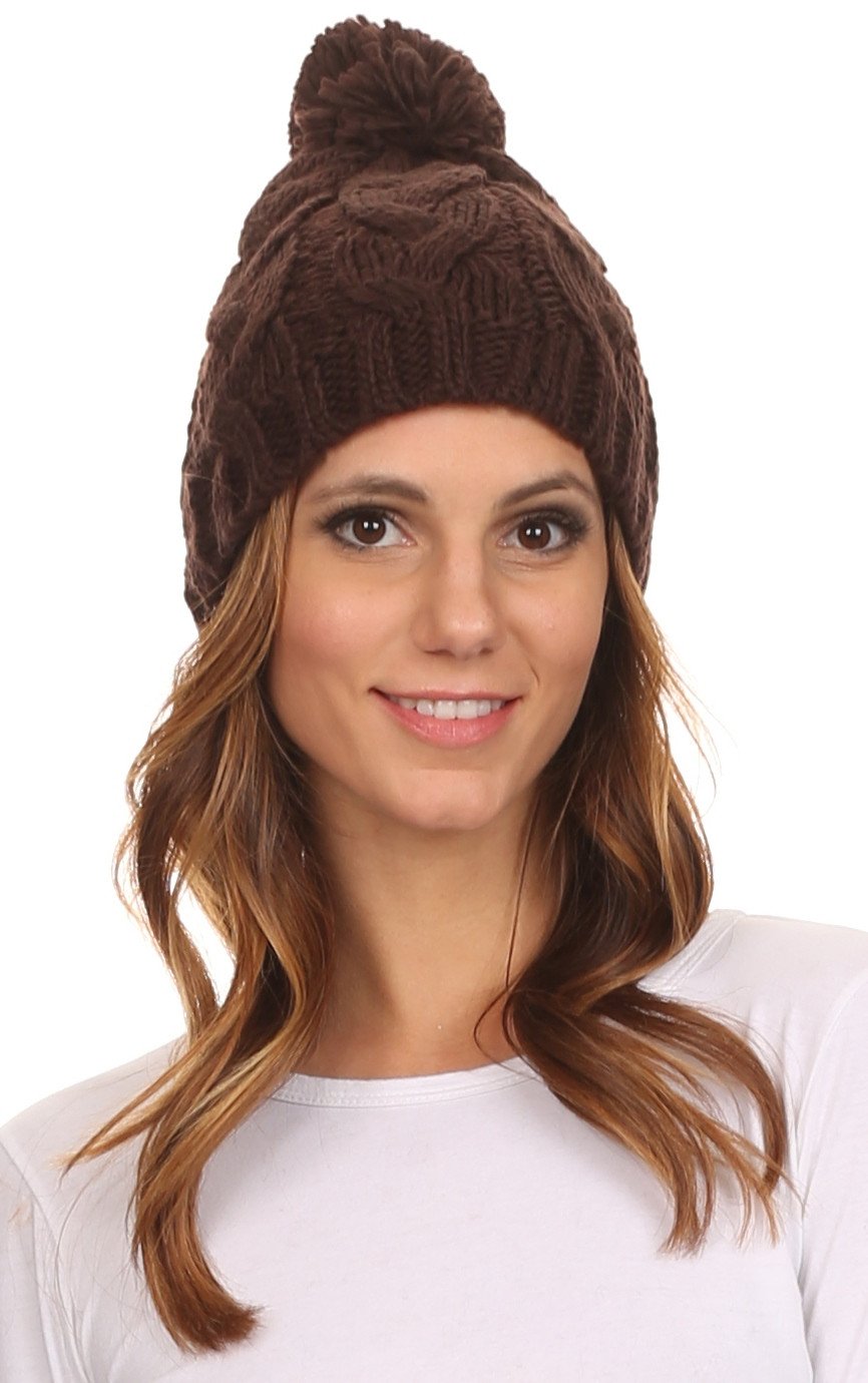 Sakkas Tabb Unisex Cable Knit Pom Pom Bobble Beanie Hat - Concordia Style Boutique