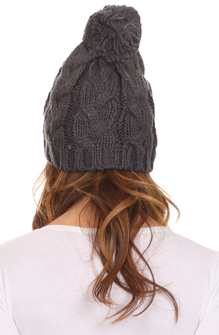 Sakkas Tabb Unisex Cable Knit Pom Pom Bobble Beanie Hat - Concordia Style Boutique