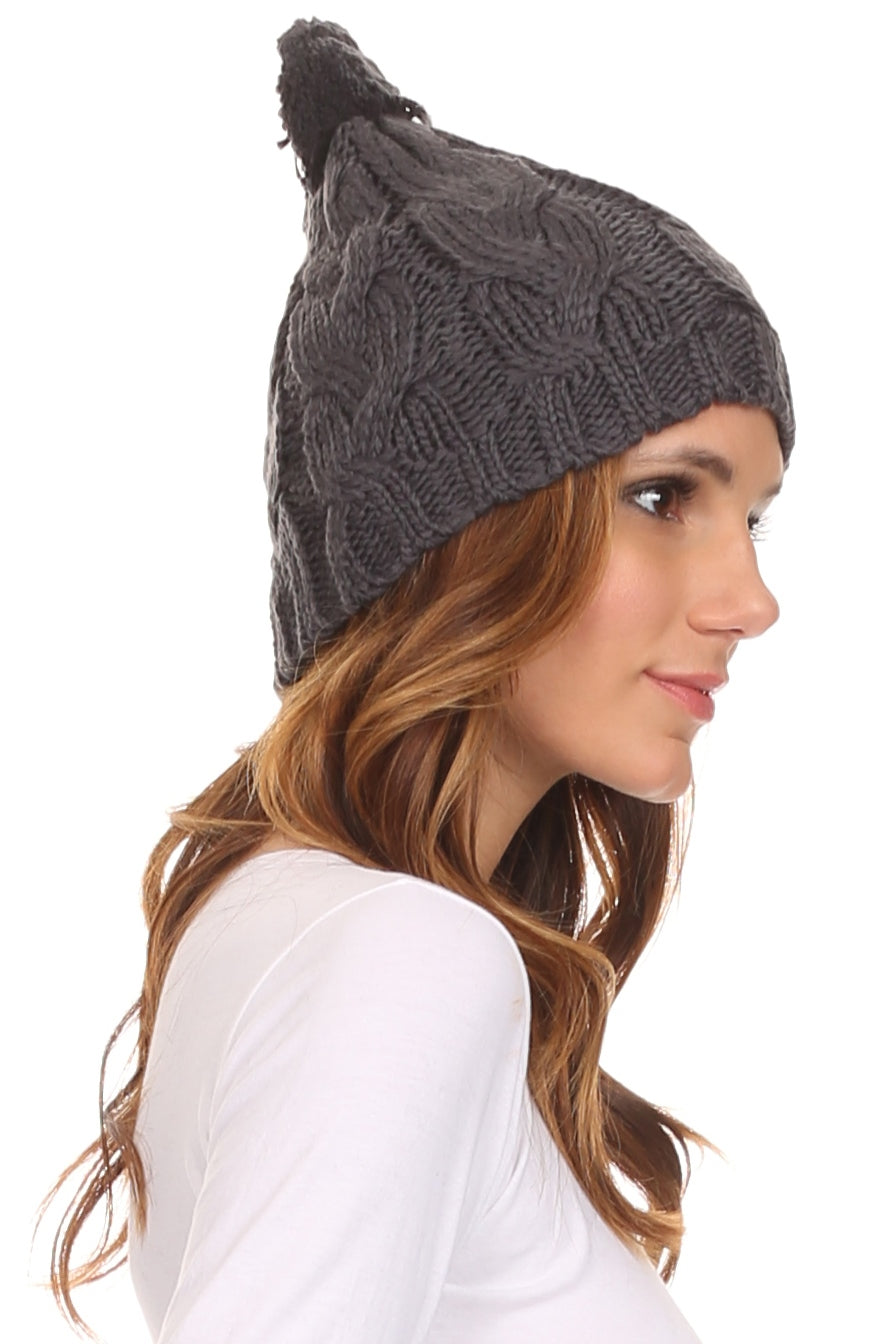 Sakkas Tabb Unisex Cable Knit Pom Pom Bobble Beanie Hat - Concordia Style Boutique