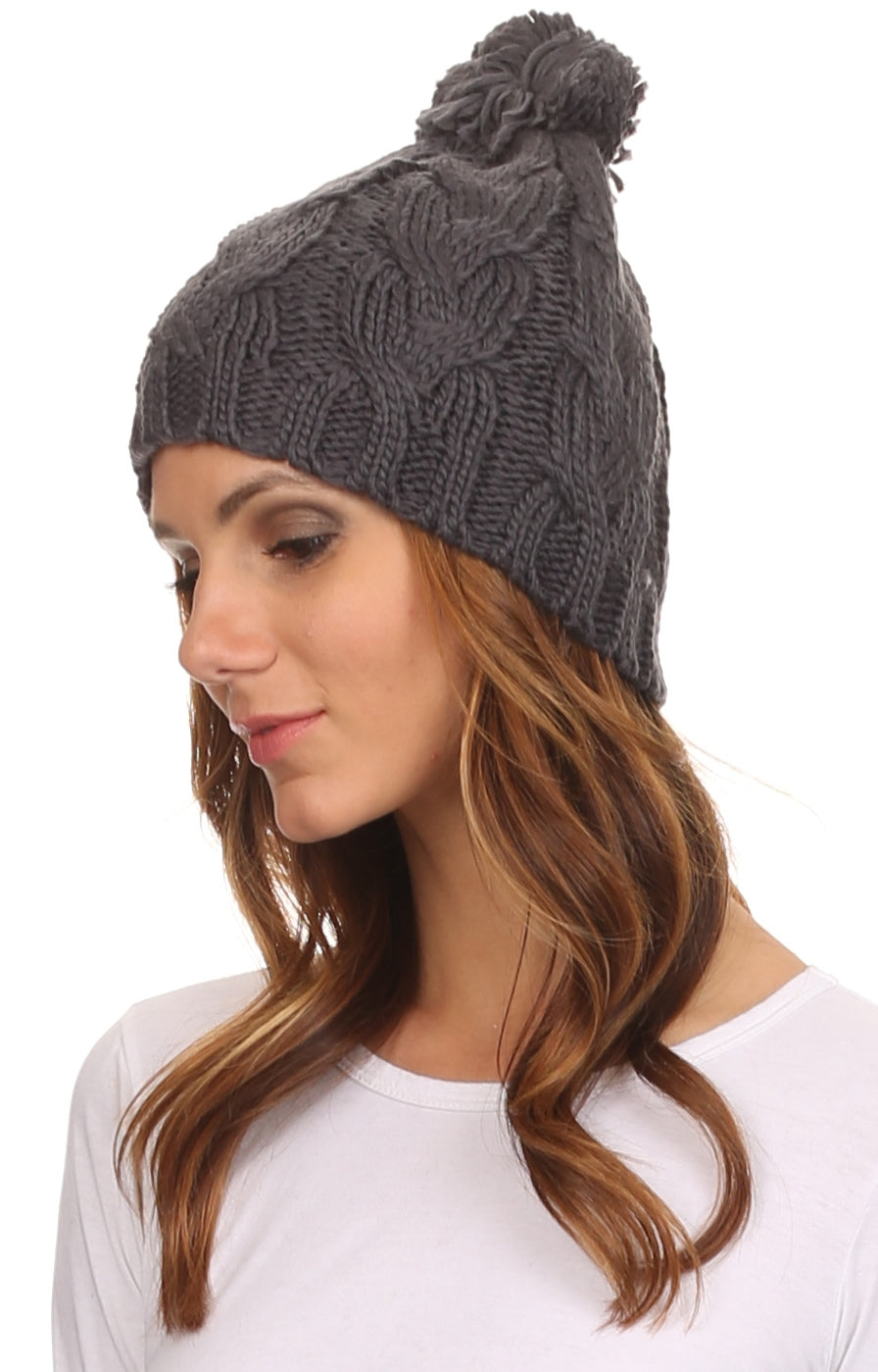 Sakkas Tabb Unisex Cable Knit Pom Pom Bobble Beanie Hat - Concordia Style Boutique