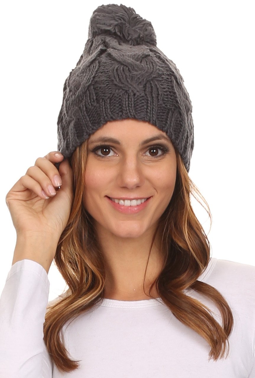 Sakkas Tabb Unisex Cable Knit Pom Pom Bobble Beanie Hat - Concordia Style Boutique